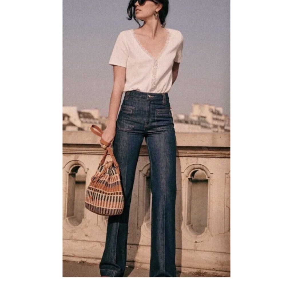 Sezane Augusto Trousers Denim Jeans In Indigo